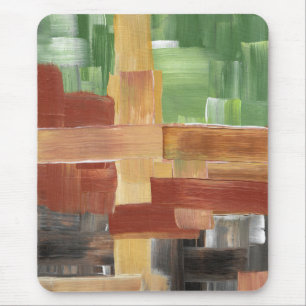 Abstract Brush Strokes Green, Brown, & Earth Tones Mouse Mat