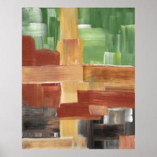 Abstract Brush Strokes Green, Brown, & Earth Tones Poster