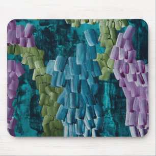 Abstract Brush Strokes in Blue, Green, and Purple Mouse Mat