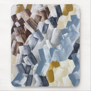 Abstract Brush Strokes in Neutral and Earth Tones Mouse Mat