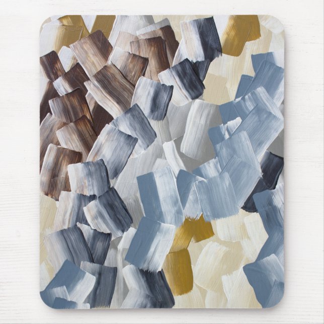 Abstract Brush Strokes in Neutral and Earth Tones Mouse Mat (Front)
