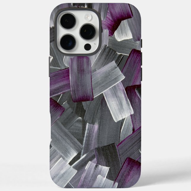 Abstract Brush Strokes in Purple, Black, and Grey Case-Mate iPhone Case (Back)