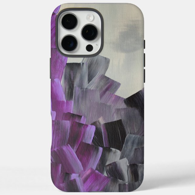 Abstract Brush Strokes in Purple, Grey, and Black Case-Mate iPhone Case (Back)