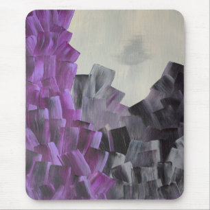 Abstract Brush Strokes in Purple, Grey, and Black Mouse Mat