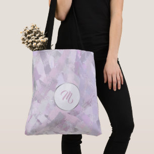 Abstract brush strokes texture. Monogram. Tote Bag