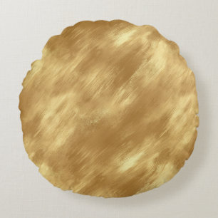 Abstract Brushed Gold Texture Round Cushion