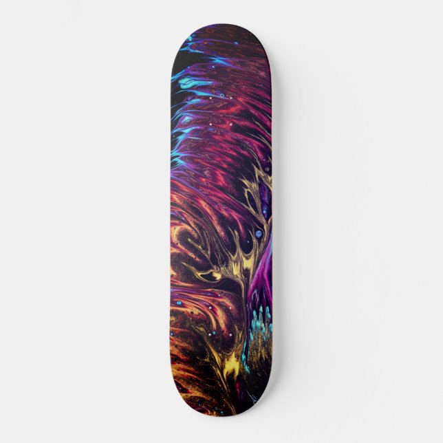 Abstract Brushed Paint Flaming Colours Skateboard (Front)
