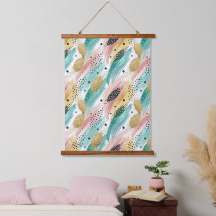 Abstract Brushstroke & Dot Pattern - Gold Accent 2 Hanging Tapestry