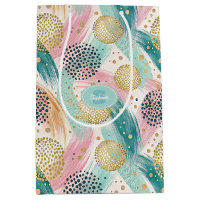 Abstract Brushstroke & Dot Pattern - Gold Accents