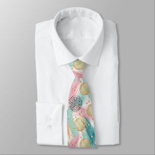 Abstract Brushstroke & Dot Pattern - Gold Accents Tie
