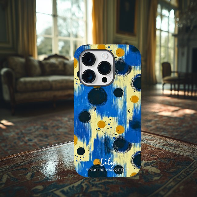 Abstract Brushstroke Dots with Custom Name Case-Mate iPhone Case (Creator Uploaded)