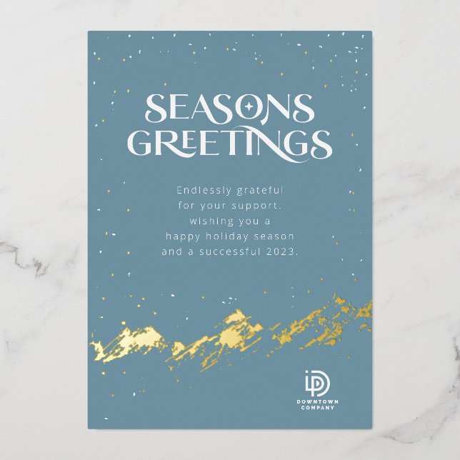 Abstract Brushstroke Mountain Company Holiday Card (Front)