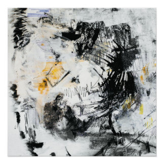 Abstract Brushstroke Texture – Black White & Gold Poster