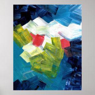 Abstract Brushstrokes in Blue, Green, and Red Poster