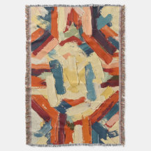 Abstract Brushstrokes in Blue, Orange and Cream