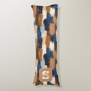 Abstract Brushstrokes in Blue, White & Brown (2) Body Cushion