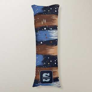 Abstract Brushstrokes in Blue, White & Brown (3) Body Cushion