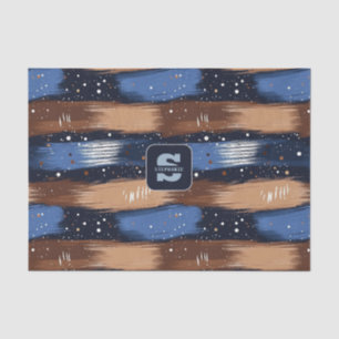 Abstract Brushstrokes in Blue, White & Brown (3) Tissue Paper
