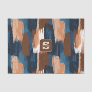 Abstract Brushstrokes in Blue, White & Brown Tissue Paper