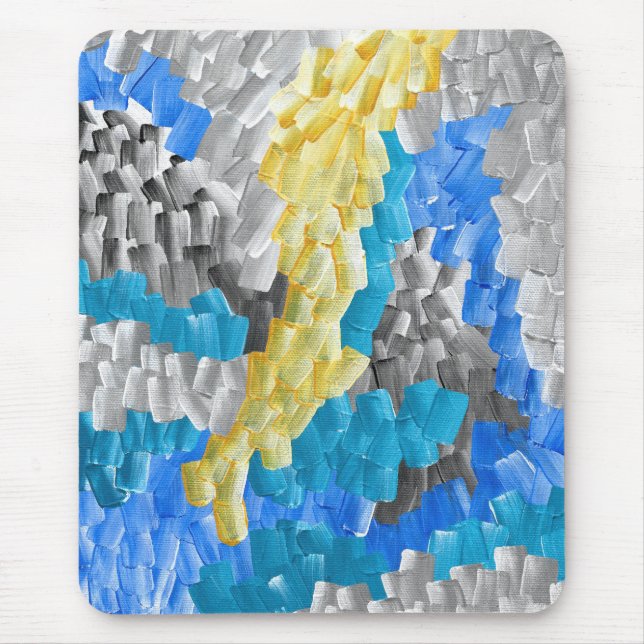 Abstract Brushstrokes in Yellow, Blue, and Grey Mouse Mat (Front)