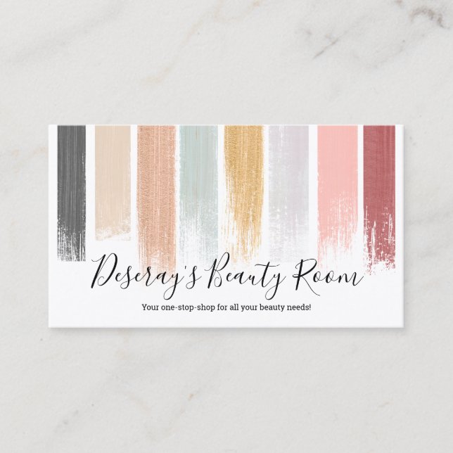 Abstract brushstrokes modern pastels makeup beauty business card (Front)