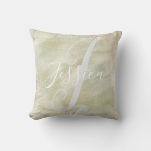 Abstract Brushstrokes Monogram Cushion