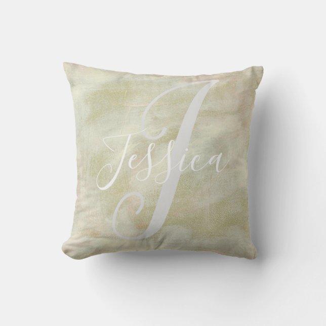 Abstract Brushstrokes Monogram Cushion (Front)