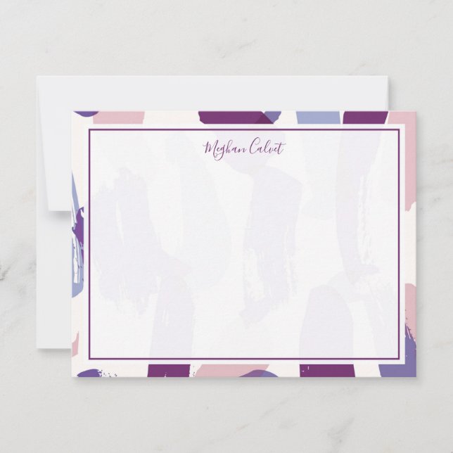 Abstract Brushstrokes Personalised Stationery Card (Front)