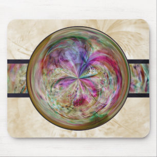 Abstract Bubble Mandala With Ribbon Mouse Mat