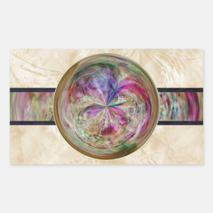 Abstract Bubble Mandala With Ribbon Rectangular Sticker