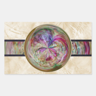 Abstract Bubble Mandala With Ribbon Rectangular Sticker