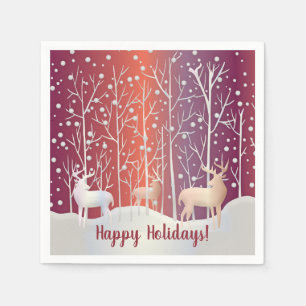 Abstract Bucks, Trees and Snow    Napkin