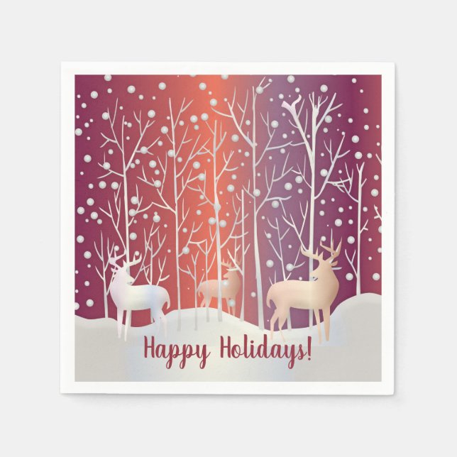 Abstract Bucks, Trees and Snow    Napkin (Front)