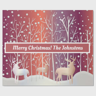 Abstract Bucks, Trees and Snow Wrapping Paper