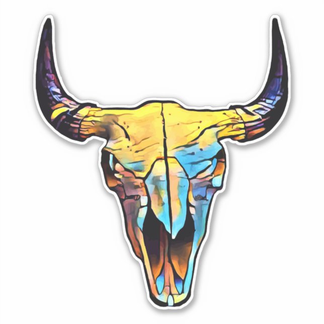 Abstract Bull Bovine Animal Skull Art (Front)