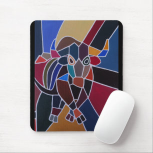 Abstract Bull Painting by Alfred Fox Mouse Mat