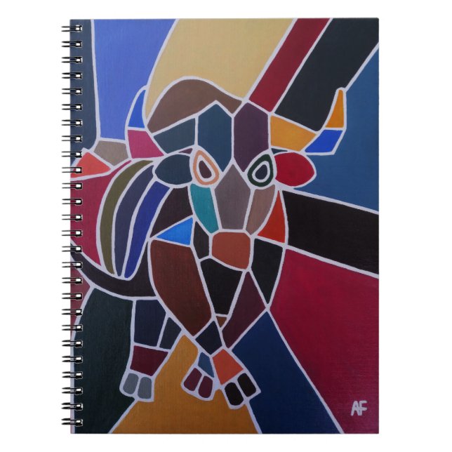 Abstract Bull Painting by Alfred Fox Notebook (Front)