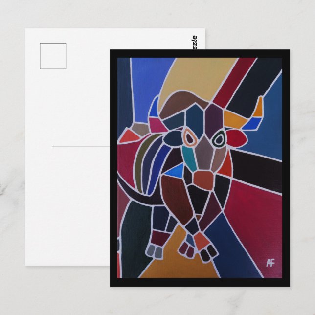 Abstract Bull Painting by Alfred Fox Postcard (Front/Back)