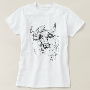 Abstract Bull Portrait Sketch T-Shirt