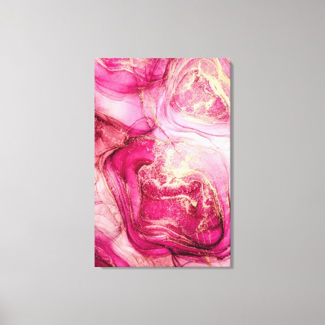 Abstract Burgundy and Gold Alcohol Ink Canvas Prin Print (Front)