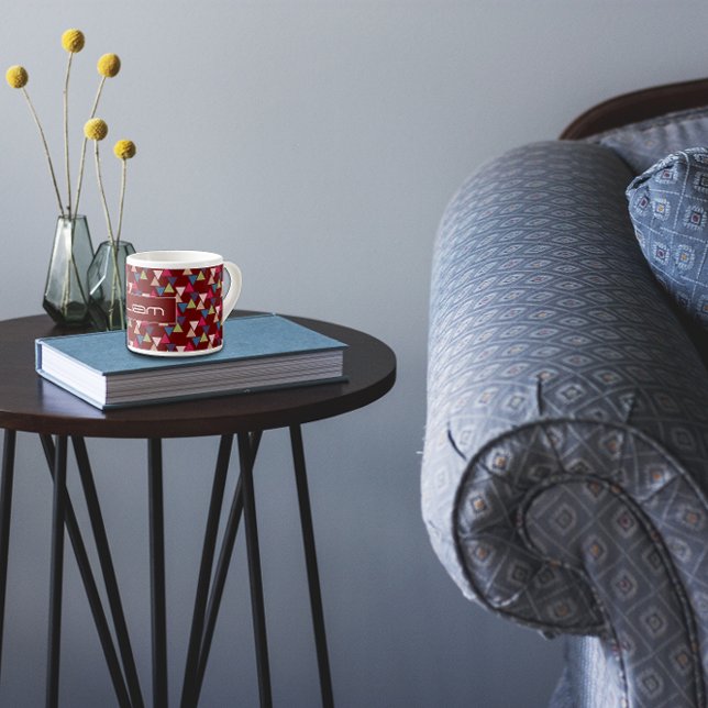 Abstract burgundy pattern name espresso cup (Creator Uploaded)