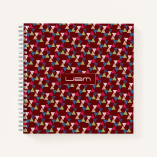Abstract burgundy pattern name notebook