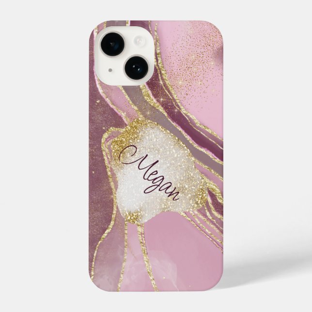 Abstract Burgundy Pink Gold Laced iPhone Case (Back)