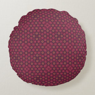 Abstract Burgundy Round Cushion
