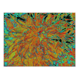 Abstract Burnt Orange and Green Dahlia Bloom Photo Print