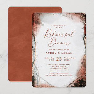 Abstract Burnt Orange Wedding Rehearsal Dinner Invitation