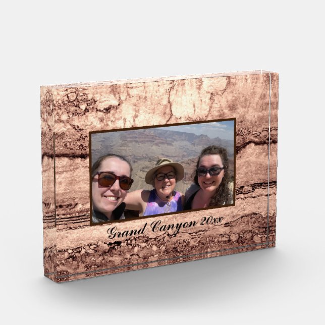 abstract burnt sienna marble granite personalised  photo block (Left)