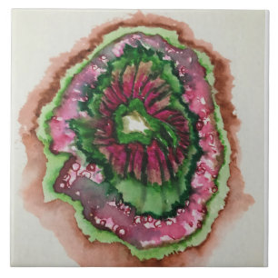 Abstract Burst Pink and Green Tile