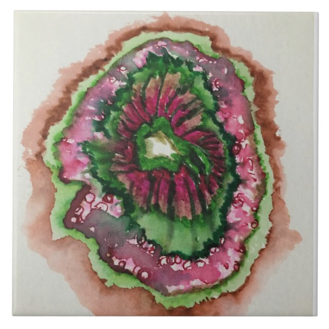 Abstract Burst Pink and Green Tile (Front)