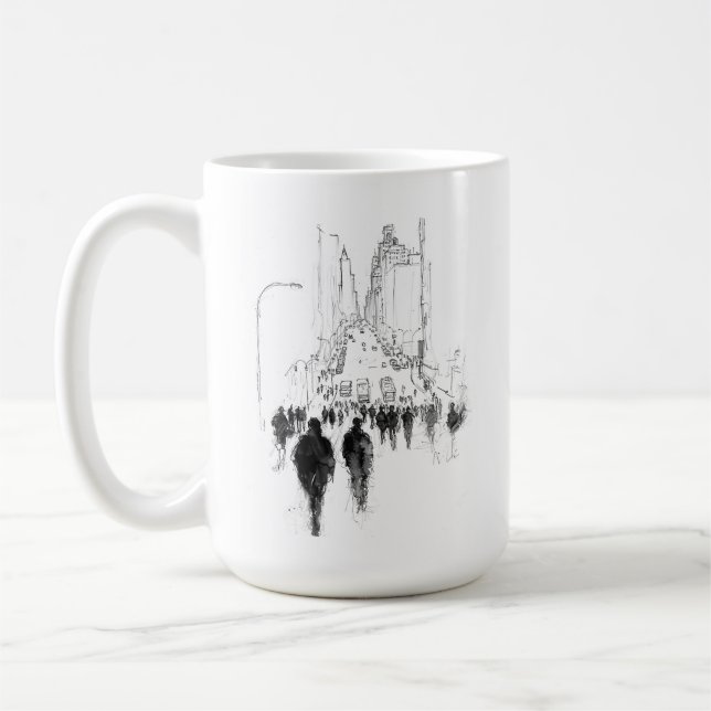 Abstract Busy Street Scene Coffee Mug (Left)